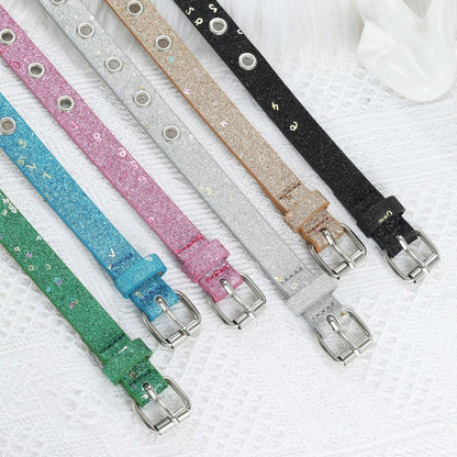 Belt Adjustable For Fille Ou Garcon In Simili Vegan Paillete TO Motif Lettres Model Ocean by Zictor