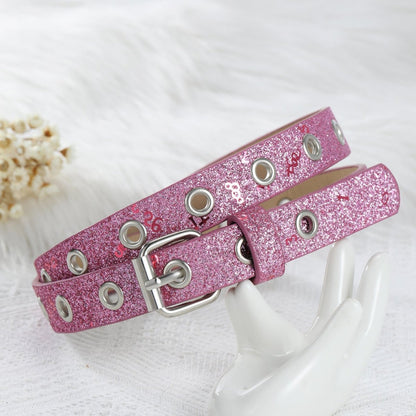 Belt Adjustable For Fille Ou Garcon In Simili Vegan Paillete TO Motif Lettres Model Ocean by Zictor