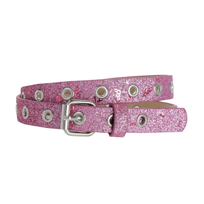 Belt child adjustable for fille ou garçon in simili vegan, pailleté to motif chiffres, model Ocean - Zictor