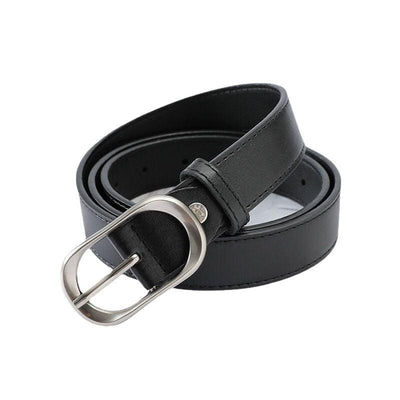 Women Classic Belt With Silver Oval Buckle - Model Shyloh