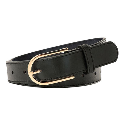 Women Belt With U Buckle Gold Tone Classic - Model Hadleey