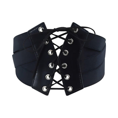 Black Corset Belt With Lacing - Model Samar