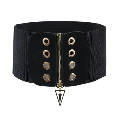 Black Zipper Belt With Eyelets Corset - Model Peytona