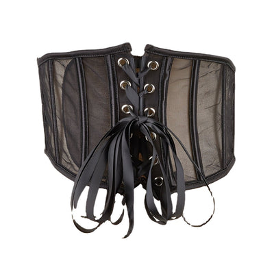 Black Lace Corset Belt With Satin Lace Ties - Model Andi