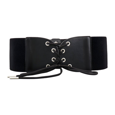 Elegant Black Lace Up Corset Belt For Chic - Model Kerrey