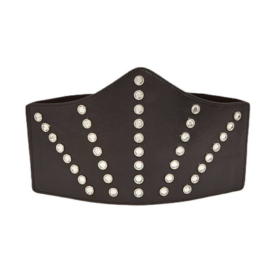 Wide Black Belt With Silver Studs and Rivets - Model Daylen