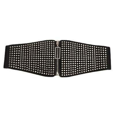 Chic Faux Zipper Belt With Studded Texture - Briley