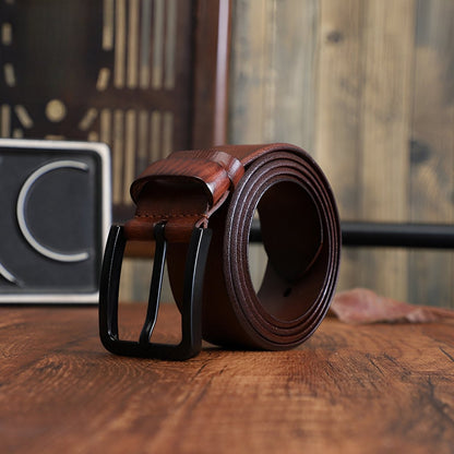 Belt décontracté in leather pleine fleure, for men, model Briar - Zictor