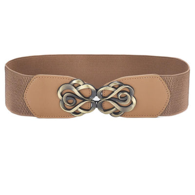 Beige Elastic High Waist Belt For Women - Model Charlie