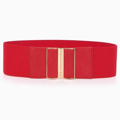 Red High Waist Belt For Women Gold Buckle - Model Navdeep