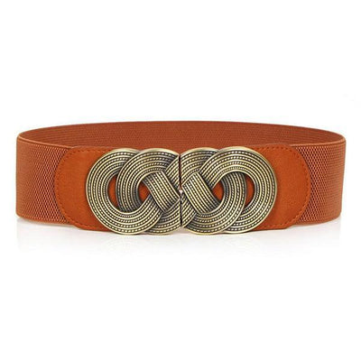 Wide Elastic Belt With Gold Crochet Buckle - Model Talan