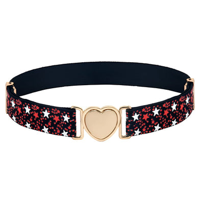Girls Star Pattern Belt With Heart Buckle - Hunter