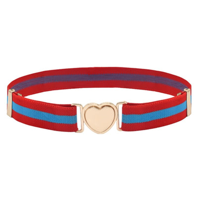 Girls Striped Elastic Belt With Heart Buckle - Model Star