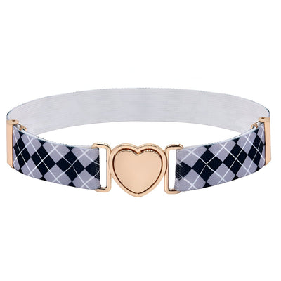 Checkered Elastic Belt Heart Buckle Kids - Model Daelin