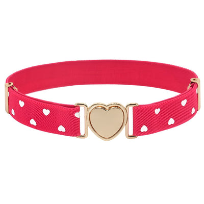 Heart Buckle Elastic Belt Pink Polka Dot - Model London