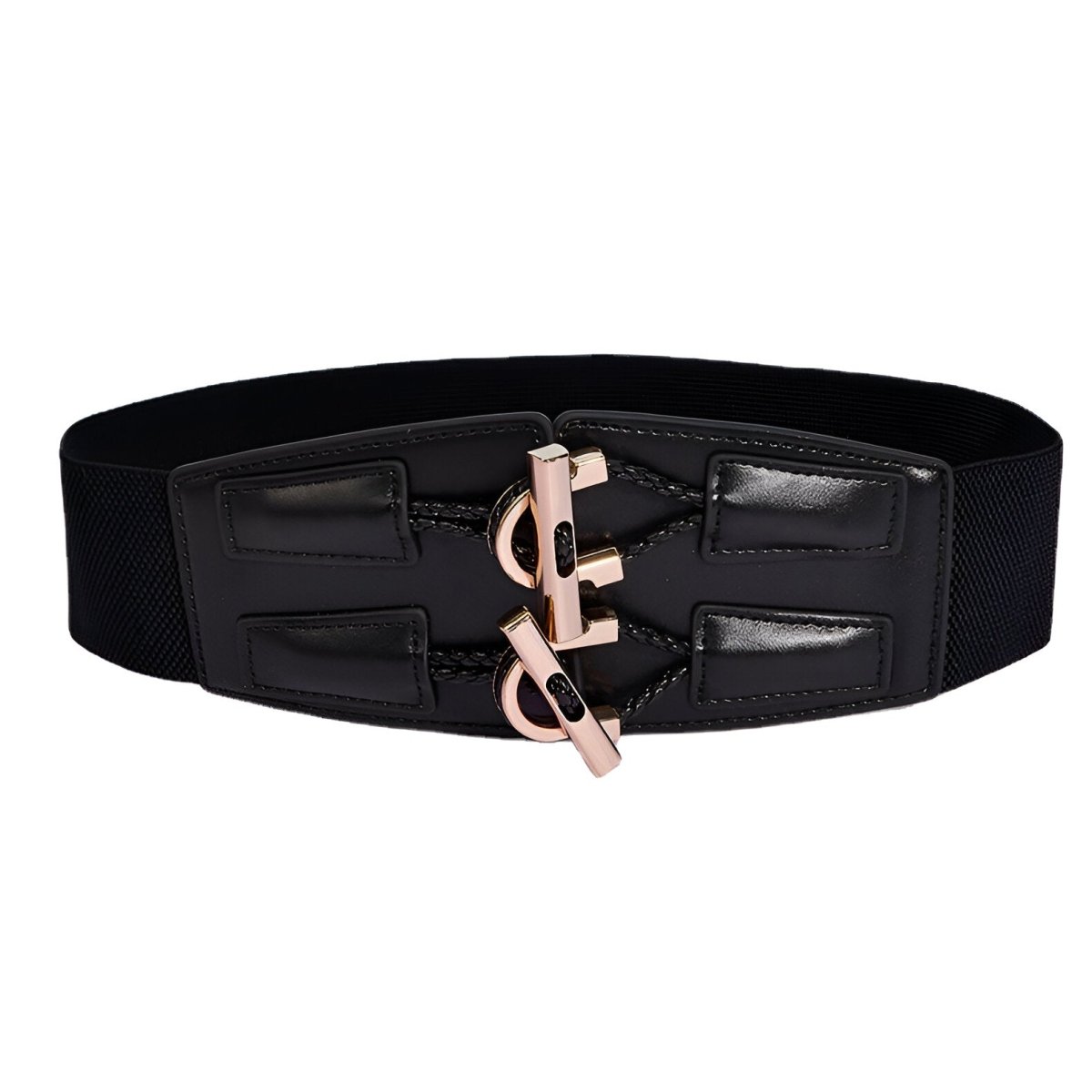 Belt elastic with buckle double attache, model Éléonore - Zictor