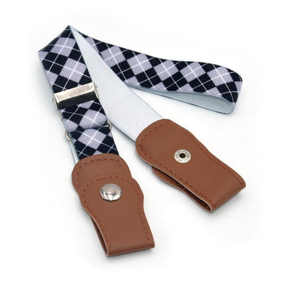 Kids Buckleless Elastic Belt In Damier - Model Ming