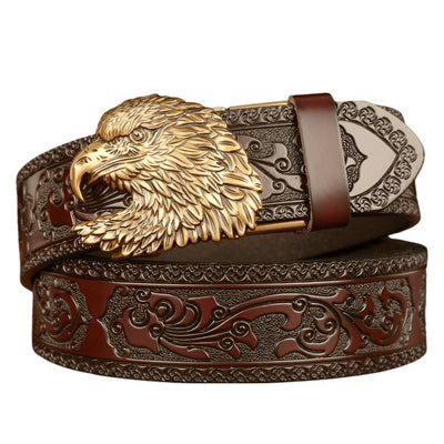 Belt With Eagle Buckle Textured Strap - Model Amadi