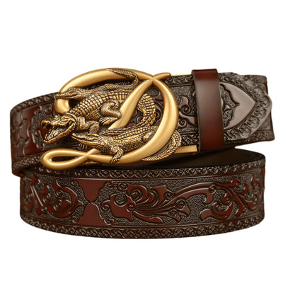 Belt With Three Crocodile Buckle - Model Mar