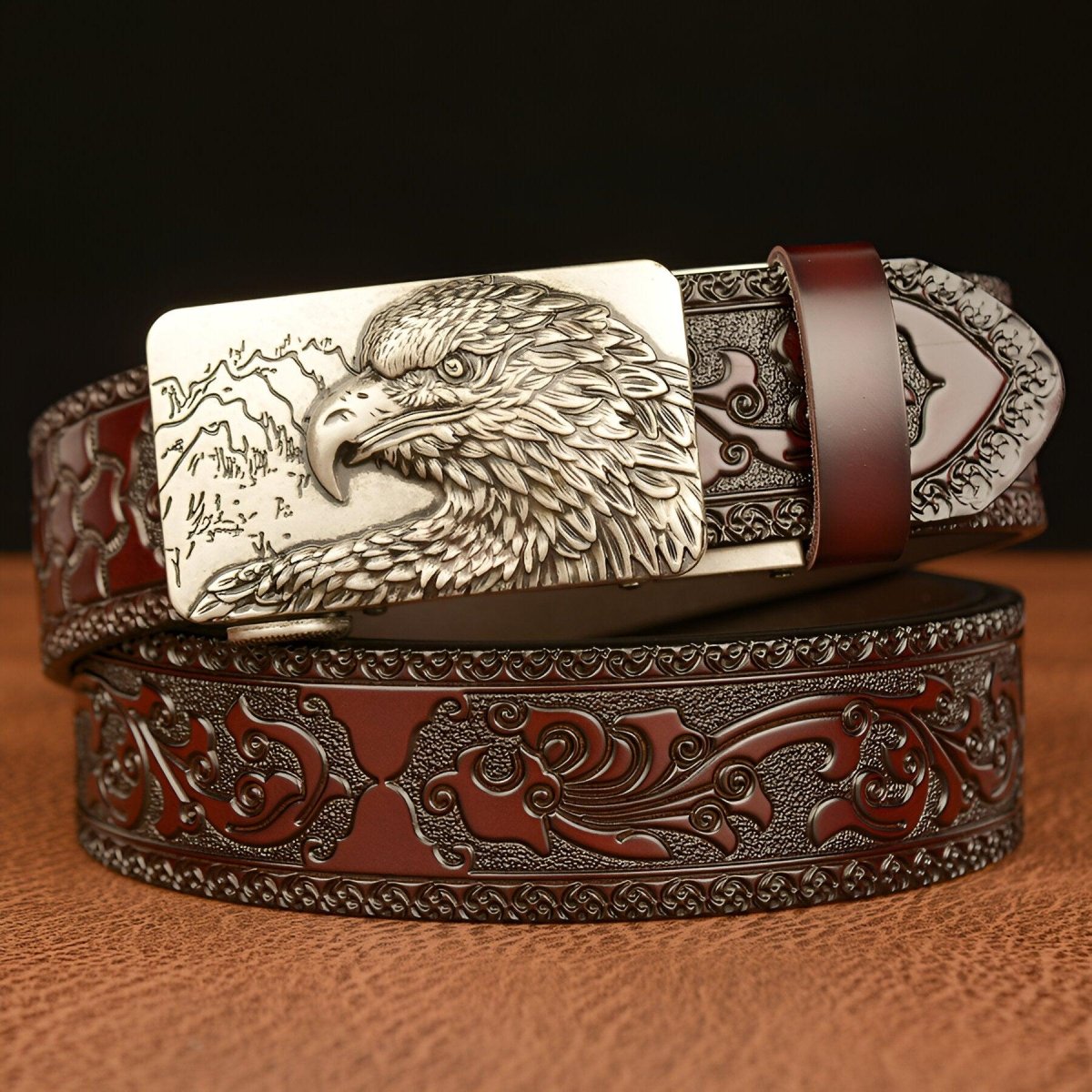 Belt Esprit Animal to motif Aigle and montagnes, model FinSimranyan - Zictor
