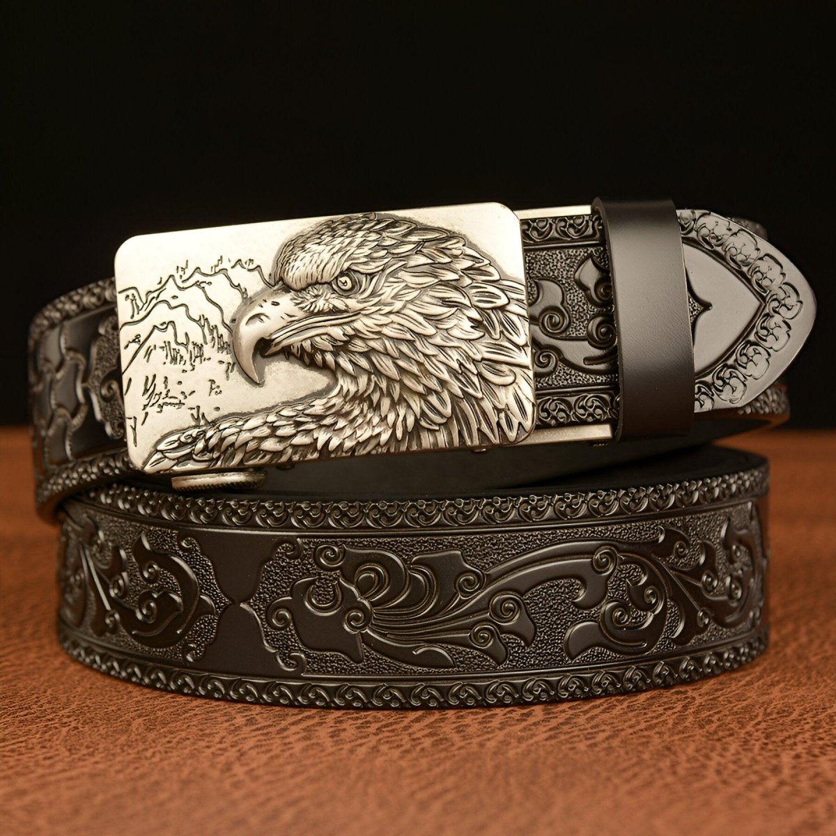 Belt Esprit Animal to motif Aigle and montagnes, model FinSimranyan - Zictor
