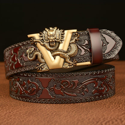 Belt Esprit Animal to motif Dragon and lettre V, model Peytin - Zictor