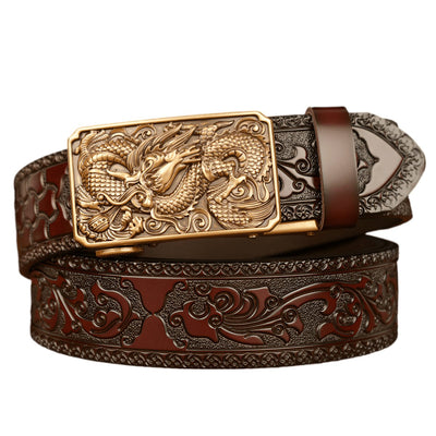 Dragon Motif Belt With Automatic Buckle - Model Luz