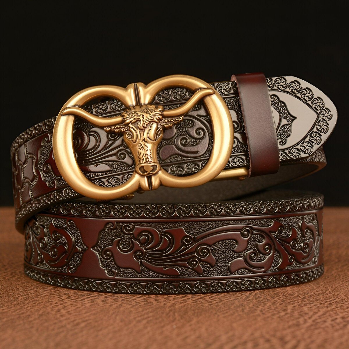 Belt Esprit Animal to motif tête of taureau, model PeyRhys - Zictor
