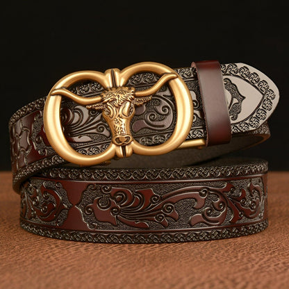 Belt Esprit Animal to motif tête of taureau, model PeyRhys - Zictor