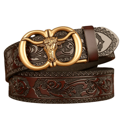 Animal Bull Head Belt With Textured - Model Peytony
