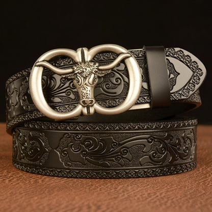 Belt Esprit Animal to motif tête of taureau, model PeyRhys - Zictor