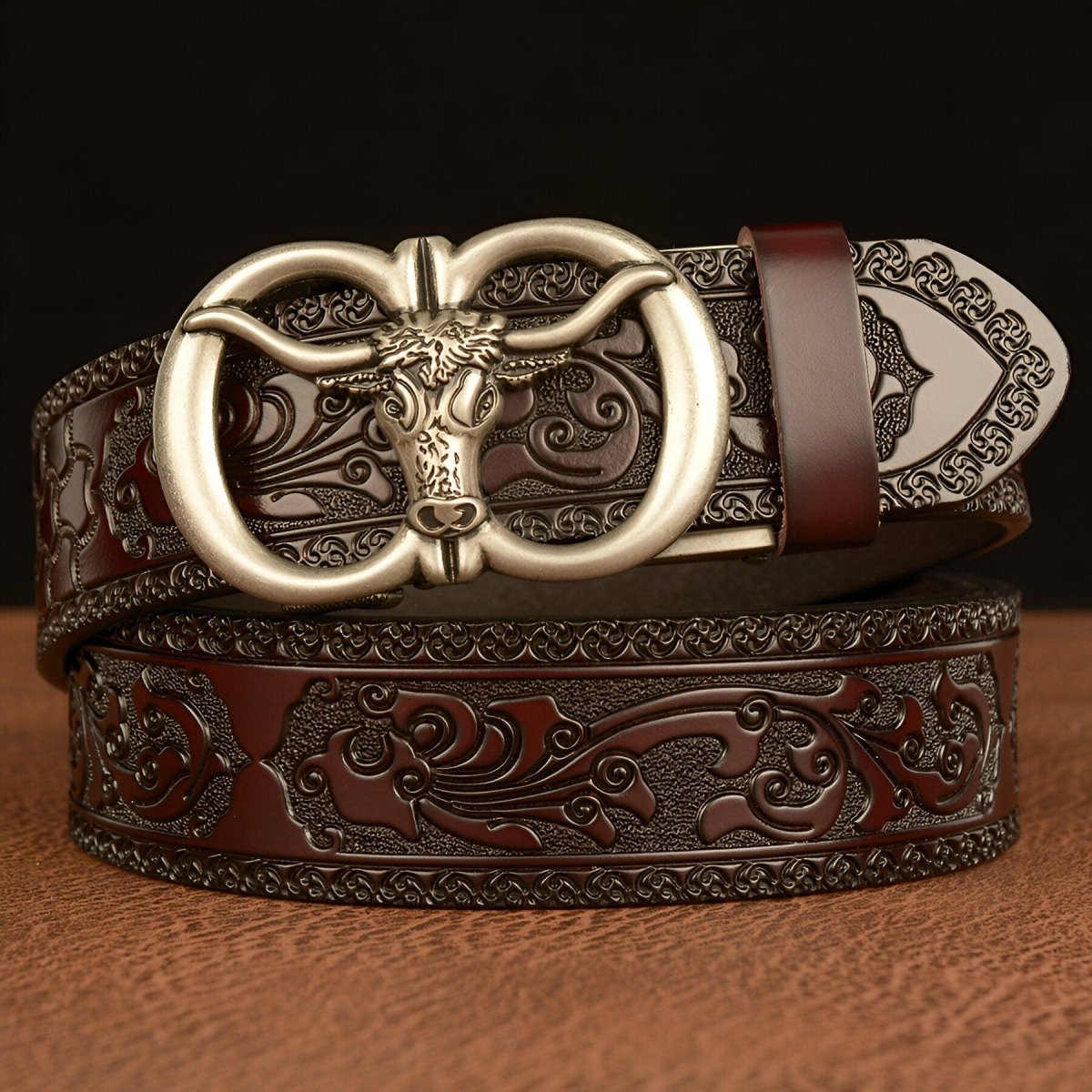 Belt Esprit Animal to motif tête of taureau, model PeyRhys - Zictor