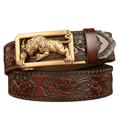 Textured Belt With Tiger Motif - Model Kasei