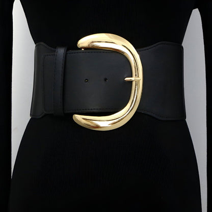 Belt Extra Wide XXL to buckle golden imposante, model Paislei - Zictor