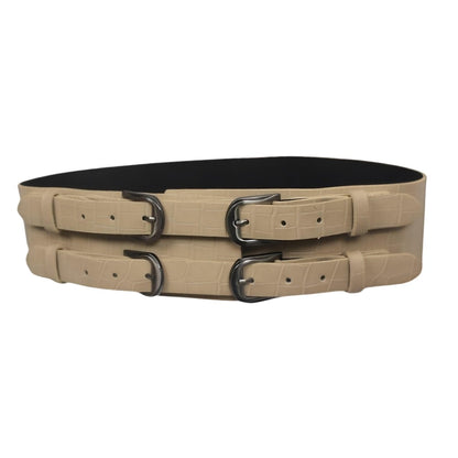 Belt Extra Wide XXL to quadruple buckles, style crocMadisyn, model Rebel - Zictor