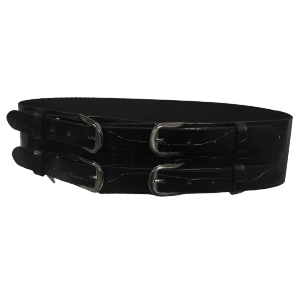 Belt Extra Wide XXL to quadruple buckles, style crocMadisyn, model Rebel - Zictor