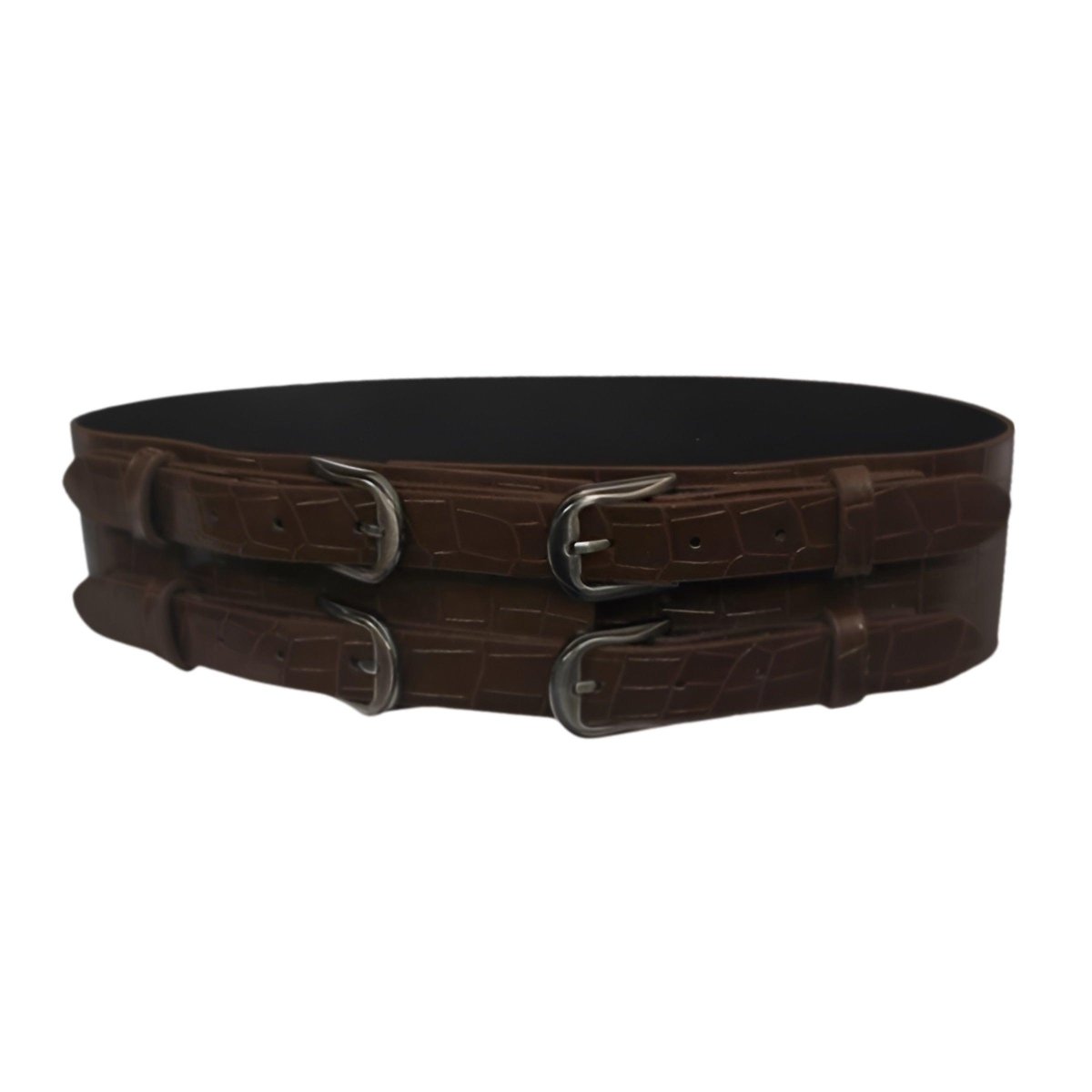 Belt Extra Wide XXL to quadruple buckles, style crocMadisyn, model Rebel - Zictor