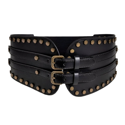 Belt Extra Wide XXL with buckle prong double rang, model Nour - Zictor