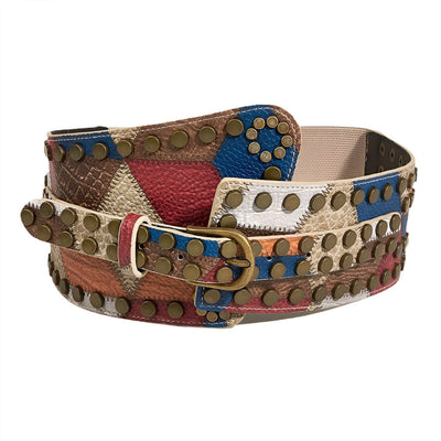 XXL Wide Belt With Multi Row Prong Buckle - Model Shiloh
