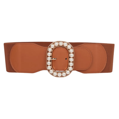 Large XXL Elegant Belt With Pearl Buckle - Model Georgie