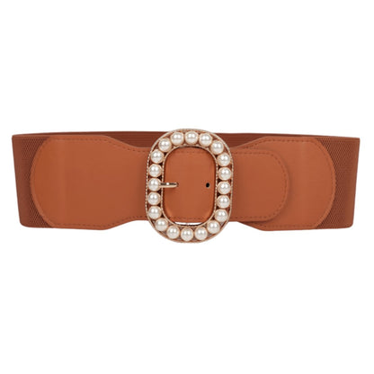 Belt Extra Wide XXL with buckle remplie of perles, model Edmée - Zictor