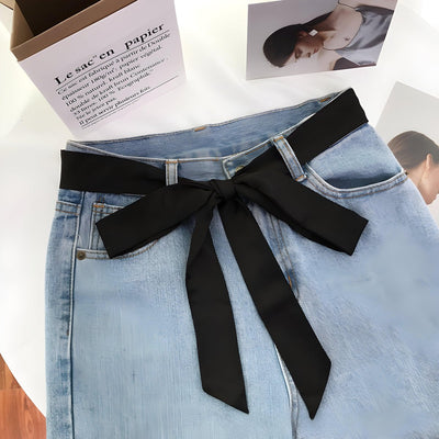 Silk Foulard Belt, Solid Color, Knot Buckle - Model Li