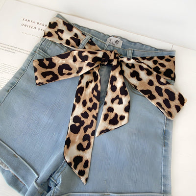 Leopard Print Belt Scarf With Knot Buckle - Model Brittaney
