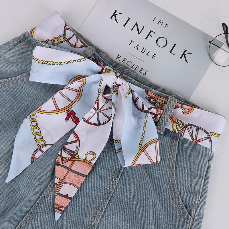 Belt foulard in soie with motif calèche, model Ashlei - Zictor