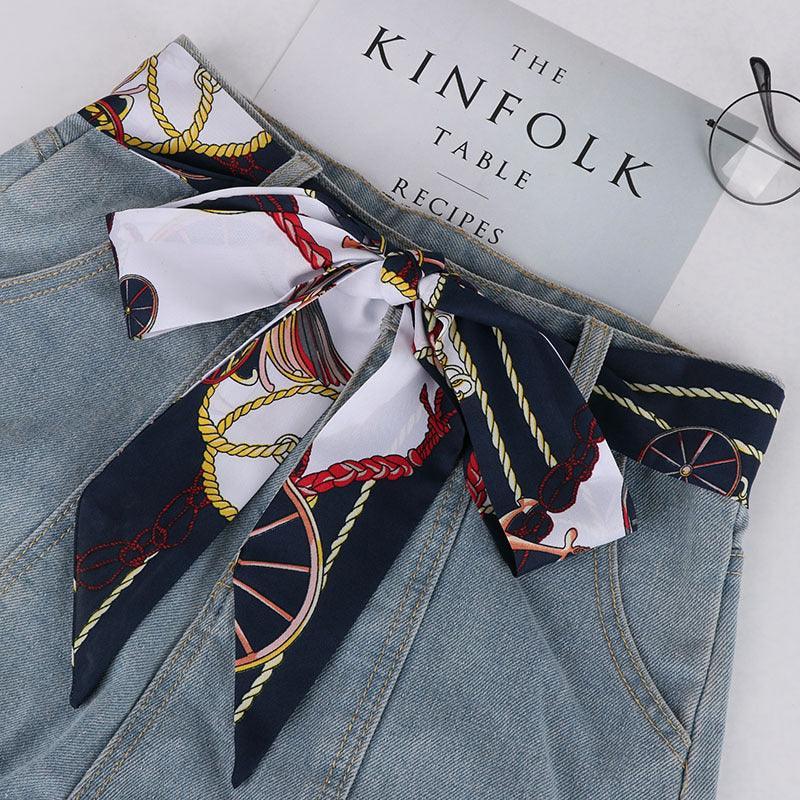 Belt foulard in soie with motif calèche, model Ashlei - Zictor