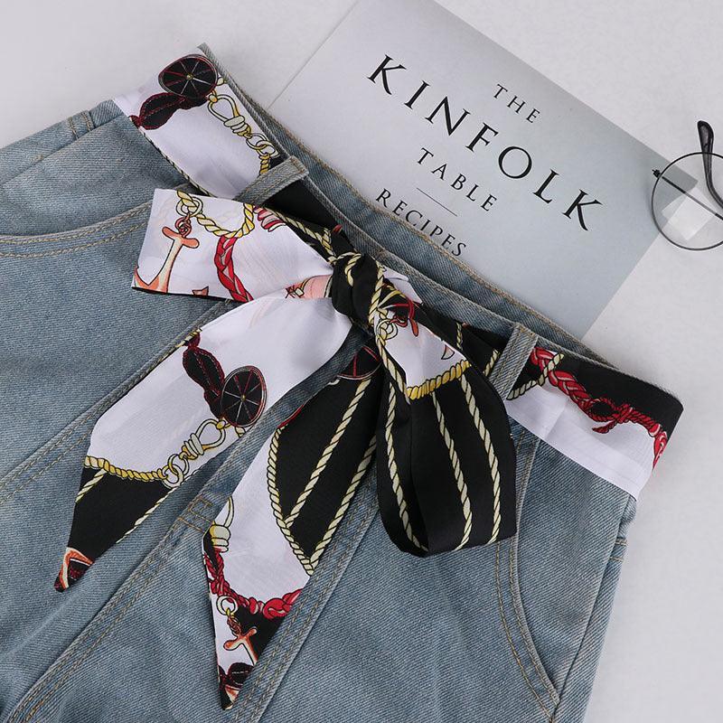 Belt foulard in soie with motif calèche, model Ashlei - Zictor
