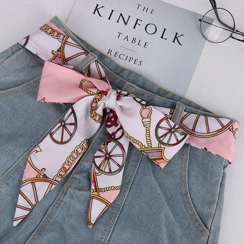 Belt foulard in soie with motif calèche, model Ashlei - Zictor