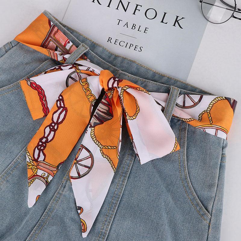 Belt foulard in soie with motif calèche, model Ashlei - Zictor