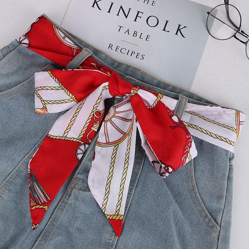 Belt foulard in soie with motif calèche, model Ashlei - Zictor