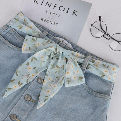 Silk Belt With Floral Motif Knotted Buckle - Model Gold